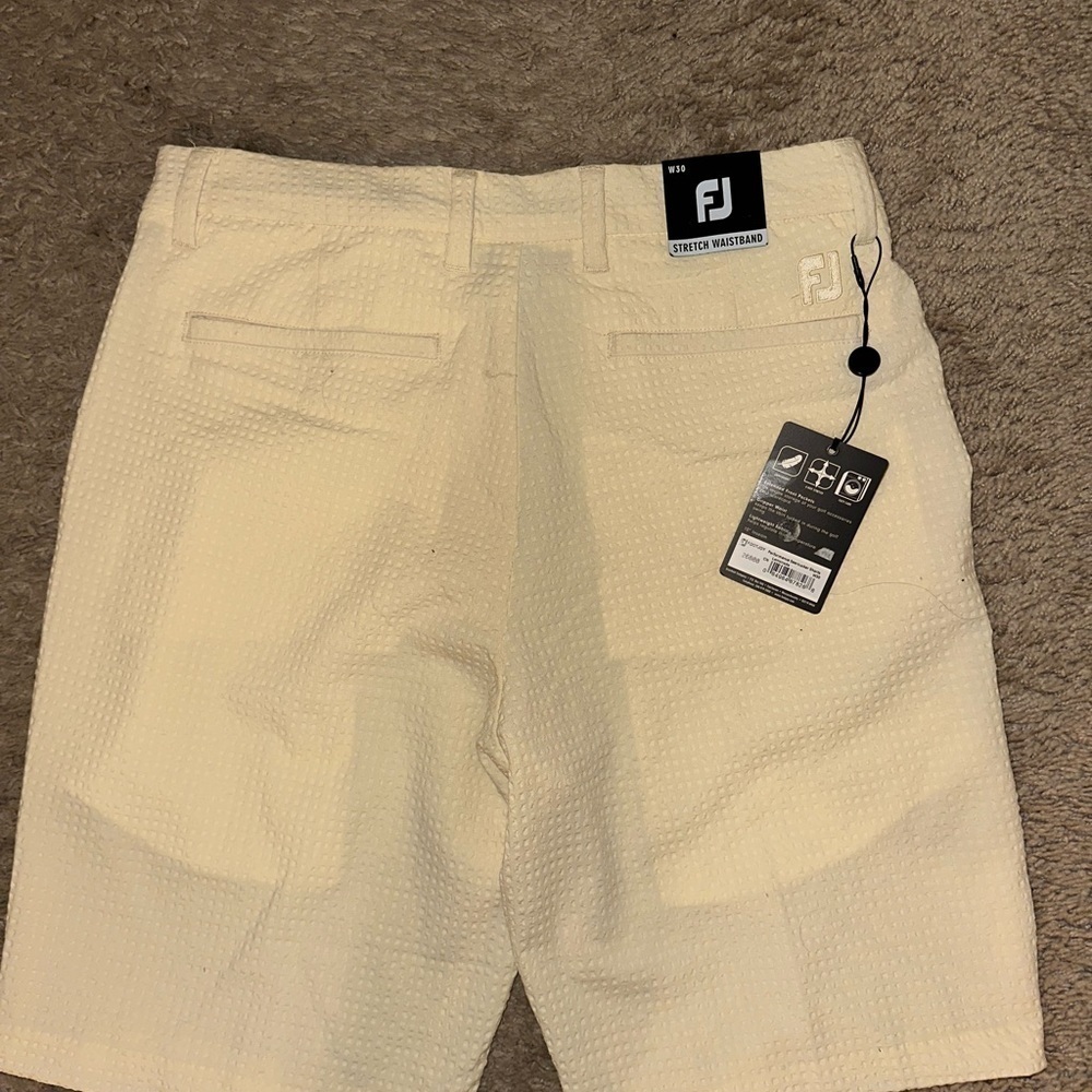 NEW Footjoy FJ Adult Performance Golf Shorts Stretch Stripe Cream Mens Size - Picture 5 of 6